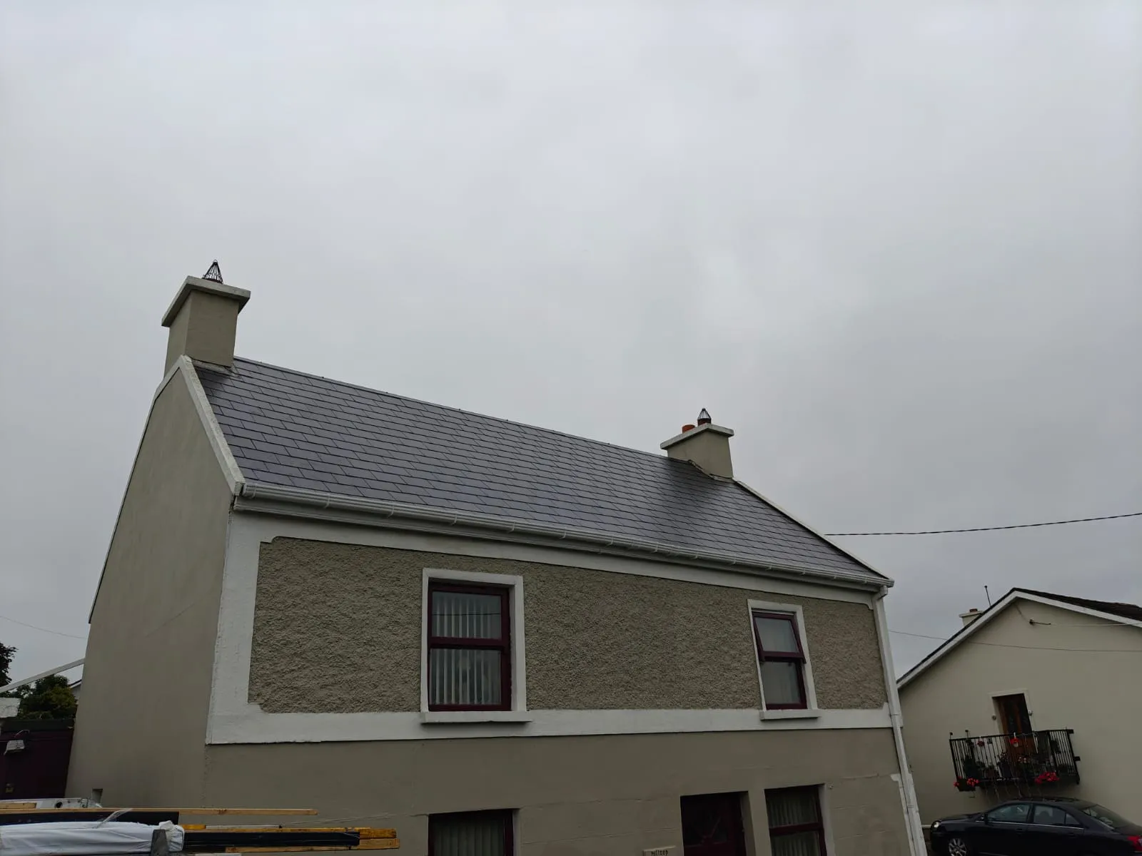 Gable end and verge of a slate-roofed house